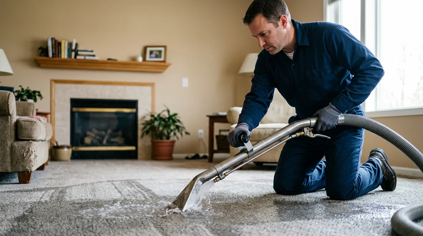 Water damage restoration technician working near Corinna, ME